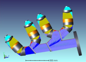 Picture courtesy of Will Saunders. Optical ray-trace diagram of a proposed design of spectrograph for the MOS-LR.